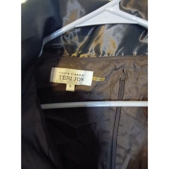 Rickie Freeman Terri Jon Taffeta Dress Sz 6 Metallic Brown - Picture 10 of 12